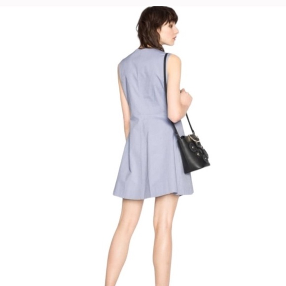 & OTHER STORIES A-Line Cotton Blue Chambray Bow Front Dress Size 2 - Picture 6 of 14